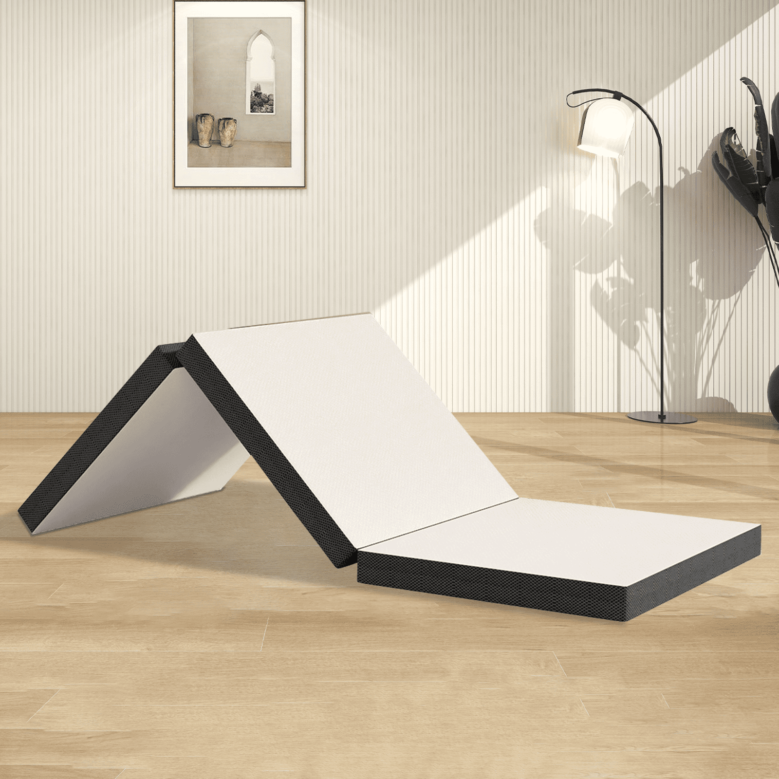 Dkelincs 4" TriFold Folding Mattress Portable Memory Foam Mattress