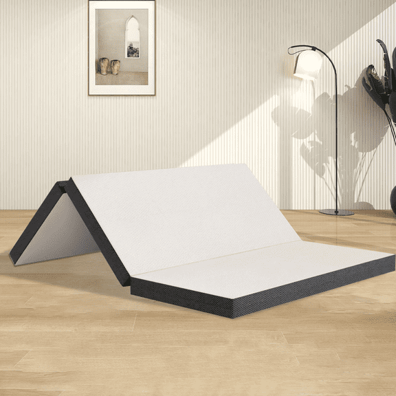 Dkelincs 4" Tri-Fold Folding Mattress Portable Memory Foam Mattress with Washable Cover, Queen