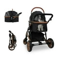 Dkelincs 3in1 Multifunction Pet Stroller, Detachable Carrier, 4 Wheels, Folding, Black