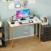 Dkelincs 40 بوصة مكتب الكمبيوتر متعدد الوظائف طاولة الكتابة PC الخشب أعلى الإطار المعدني محطة العمل، الذهب