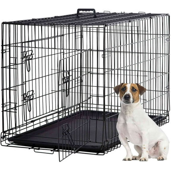 Dkelincs 42 inch Heavy Duty Dog Cage Foldable Dog Crate w/2 Doors&Divider XL Dog Kennel w/Handle for Medium Puppy