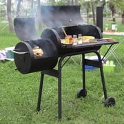 Dkelincs 43 Charcoal Grill with Wheels and Side Fire Box -BBQ Grill Perfect for Camping, Outdoor Party and Picnics Portable Barbecue Grill for 6-10 People