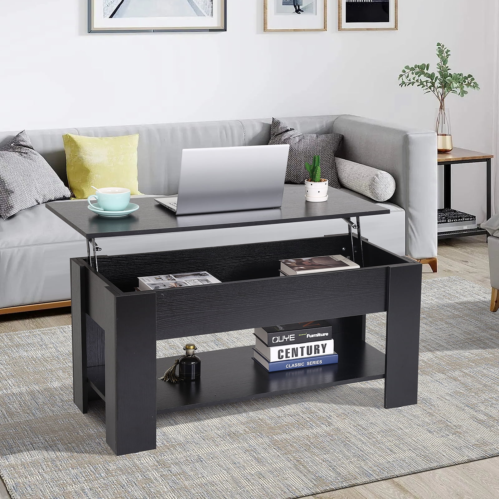 Dkelincs 47.2"L Lift Top Coffee Table with Hidden Compartment and ...