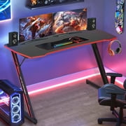 Dkelincs 47 inch Gaming Desk Z-Shaped Computer Desk Home Office Desk with Headphone Hook, Red