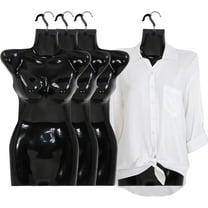 Dkelincs 4PCS Female Mannequin Torso 27"H Clothing Form Sewing Manikin Dress Model Display with Metal Hook, Black