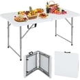 thumbnail image 1 of Dkelincs 4ft Folding Table with Handle Heavy Duty Plastic Foldable Table Indoor Outdoor Small Portable Table for Picnic Camping BBQ Dining Events, White, 1 of 7