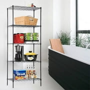 Dkelincs 5 Tier Wire Shelving Unit Multifunctional Steel Large Storage Rack Free Standing Metal Shelf 750 lbs Capacity for Kitchen Living Room, 24x14x60 Black