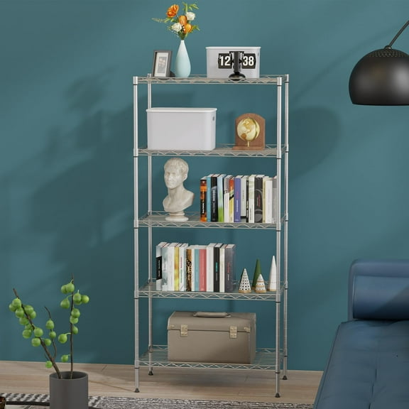 Dkelincs 5 Tier Wire Shelving Unit NSF Storage Shelves Adjustable Metal Wire Shelf Rack, 750 lbs Weight Capacity, Chrome