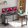 thumbnail image 1 of Dkelincs 50 inch L Shaped Home Office Desk with Side Storage Bag & CPU Stand, Corner Computer Desk for Study Writing & Gaming, Black, 1 of 8
