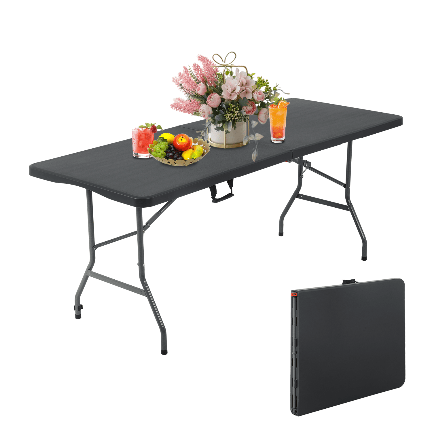 Dkelincs 6ft Plastic Folding Table with Carrying Handle 71" Portable