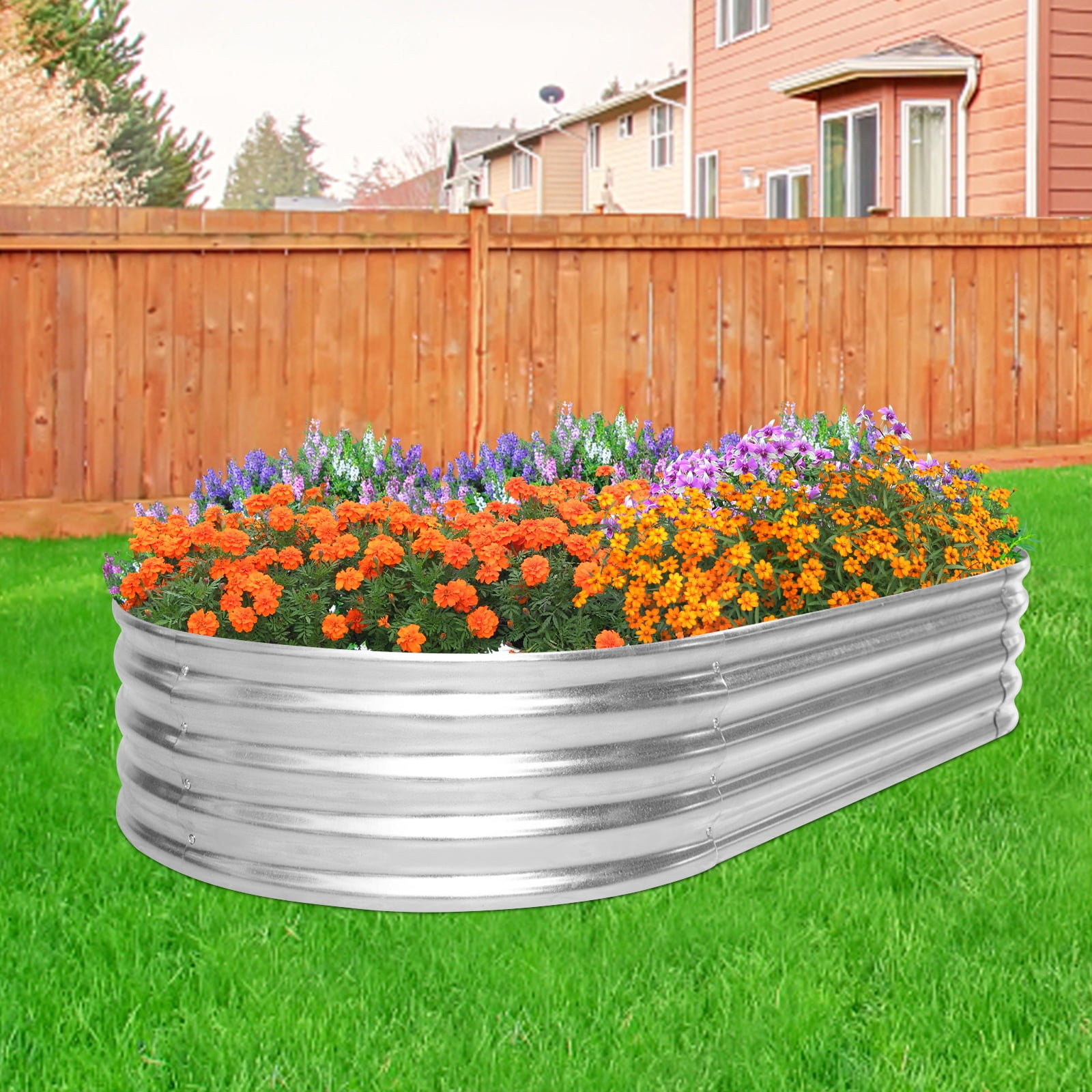 Dkelincs Galvanized Metal Raised Garden Bed 6x3x1 ft, Outdoor Steel ...