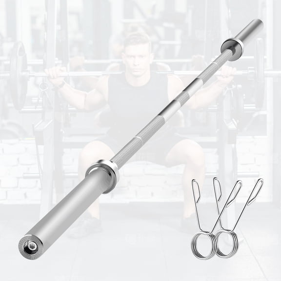 Dkelincs 7ft Olympic Barbell Bar Solid Chrome Weightlifting Barbell with 2 Spring Collars, 700 lbs Capacity