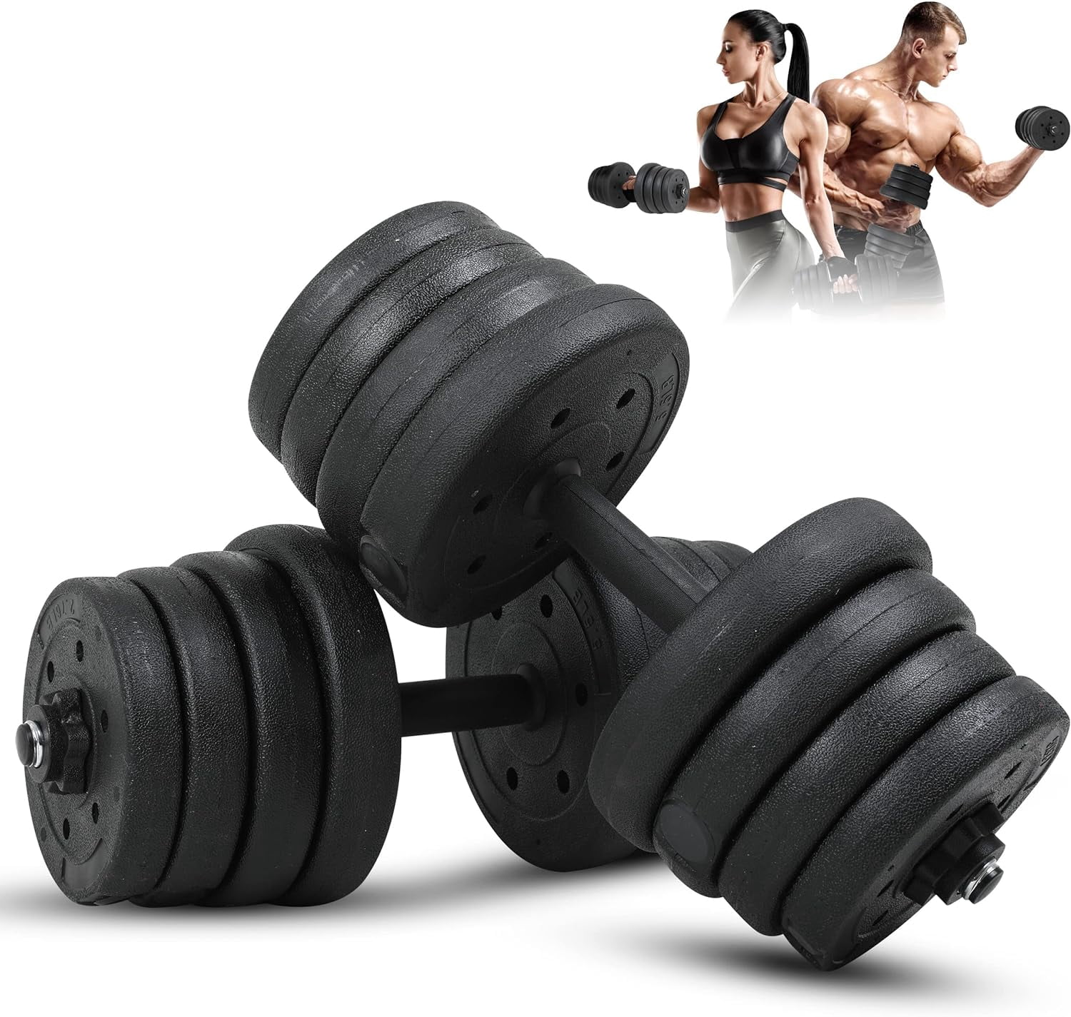 Dkelincs Adjustable Dumbbell Sets 2 in 1 Free Weight Barbell Non-Slip ...