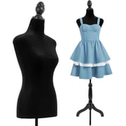 Dkelincs Adjustable Mannequin Torso Stand Female Dress Form Model Manikin Body for Displays Jewelry with Tripod, Black