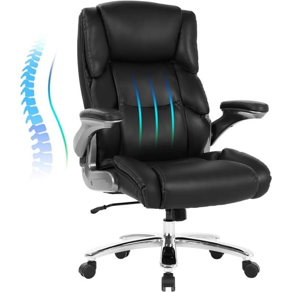 Dkelincs Big and Tall Office Chair 400 lbs Adjustable Heavy Duty Ergonomic Computer Desk Chair with Armrest, Black