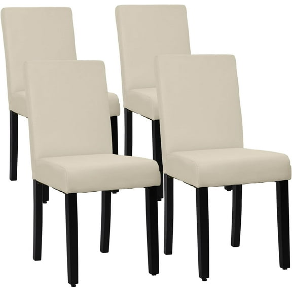 Dkelincs Dining Chairs Set of 4 Dining Room Chairs Urban Style Fabric Padded Parsons Chair Armless Kitchen Chairs with Solid Wooden Legs, Beige