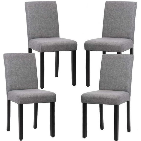 Dkelincs Dining Chairs Set of 4 Dining Room Chairs Urban Style Fabric Padded Parsons Chair Armless Kitchen Chairs with Solid Wooden Legs, Gray