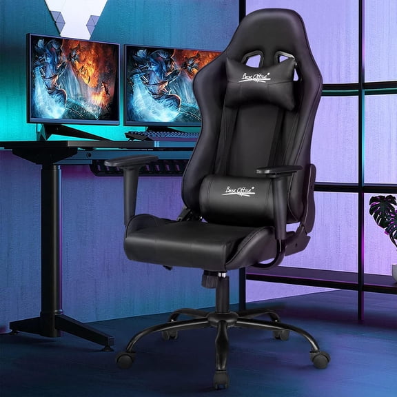 Dkelincs Ergonomic Gaming Chair Adjustable PC Computer Desk Chair with Lumbar Support Headrest Armrest, Black