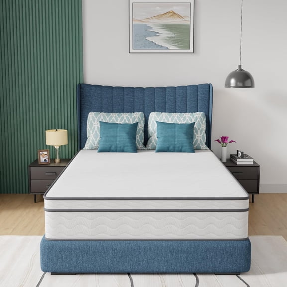 Dkelincs Full Mattress 12 inch Innerspring Mattress with Bamboo Charcoal Gel Memory Foam Mattress in a Box for Pressure Relief
