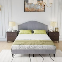 Dkelincs Full Size Platform Bed Frame Mattress Foundation with Fabric Upholstered Headboard