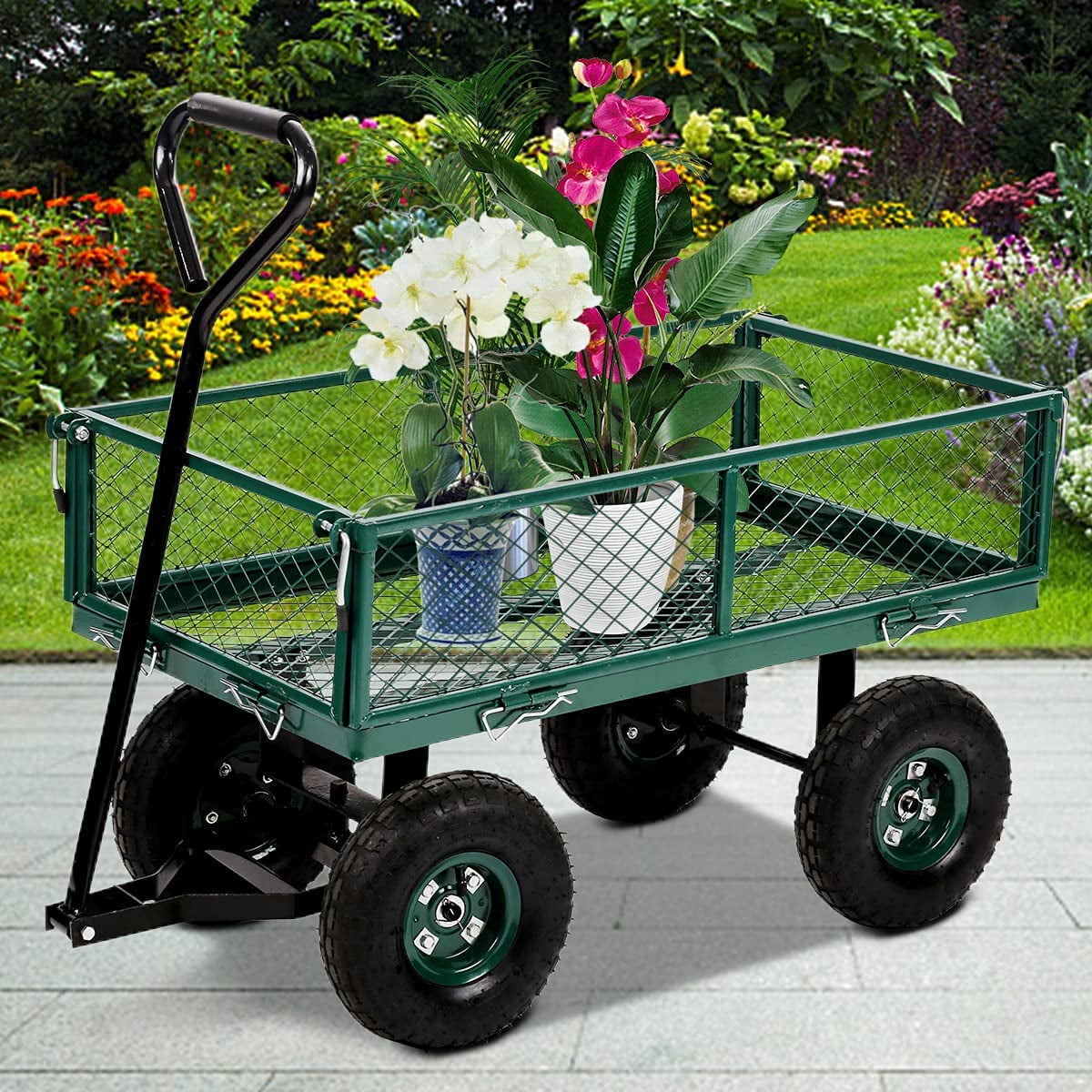 Dkelincs Garden Cart Yard Dump Wagon Cart 400lb Weight Capacity Lawn ...