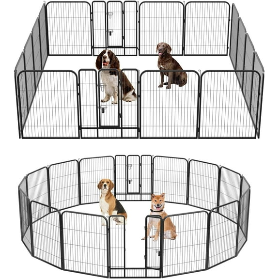 Dkelincs Heavy Duty Dog Playpen Extra Large 16 Panels 40"H Folding Portable Dog Pen Pet Exercise Fence with 2 Doors, Black