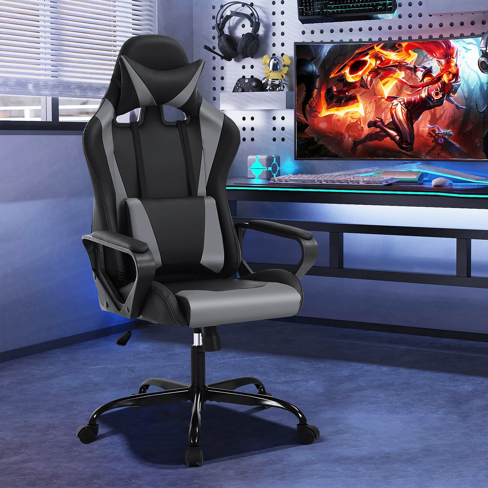 Dkelincs High Back Gaming Chair Racing Office Chair Leather Ergonomic