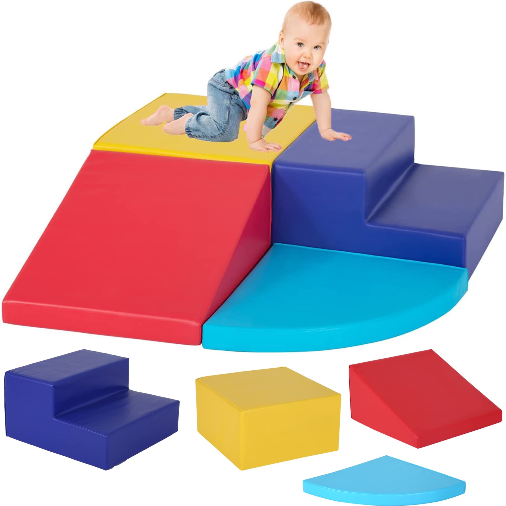4-Piece Multicolor Foam Climbing Blocks for Toddlers