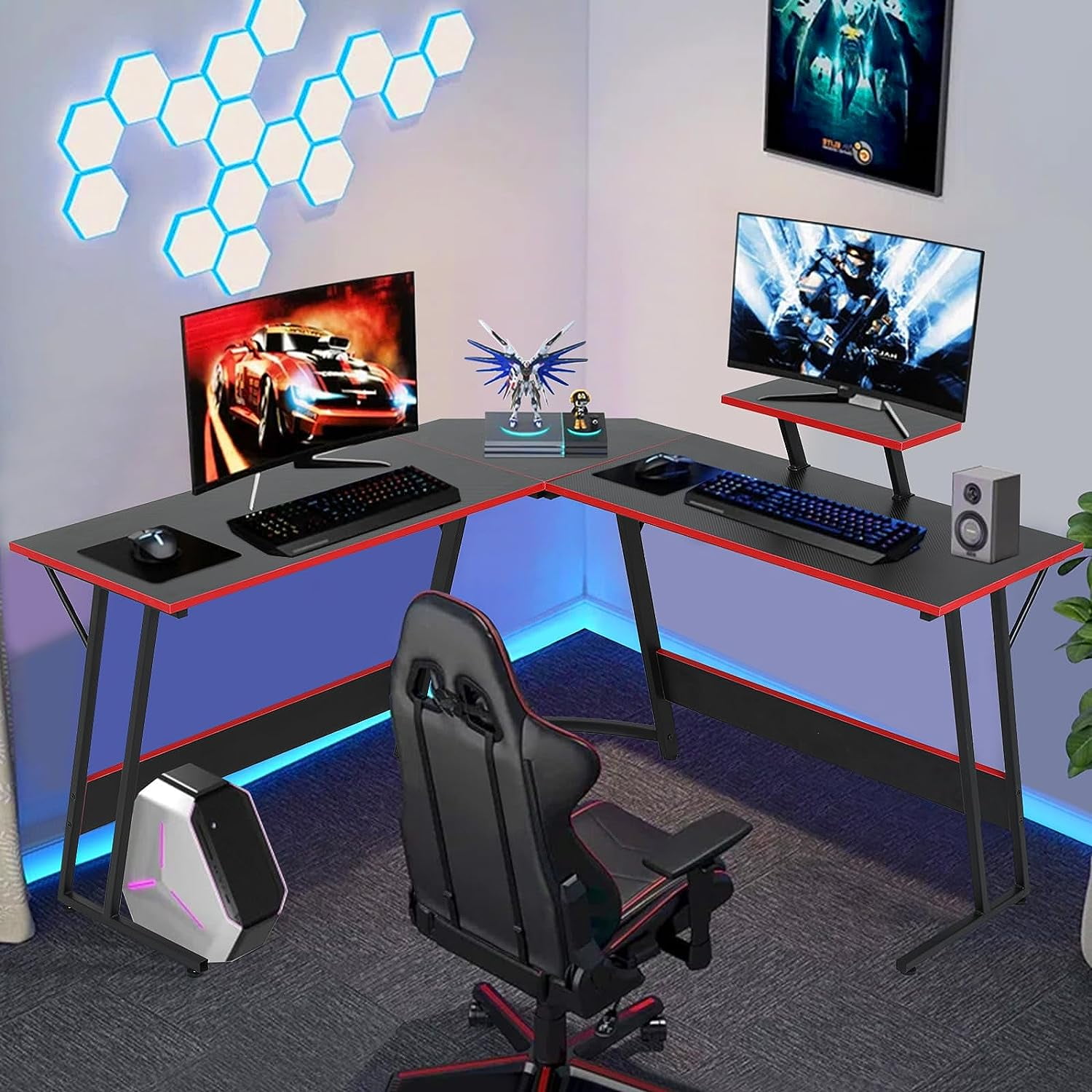 Dkelincs L Shaped Gaming Desk 50.4 inch Corner Computer Desk Table with