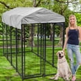 Dkelincs Large Dog Kennel 8'L x 4'W x 6'H Heavy Duty Outdoor Dog Crate