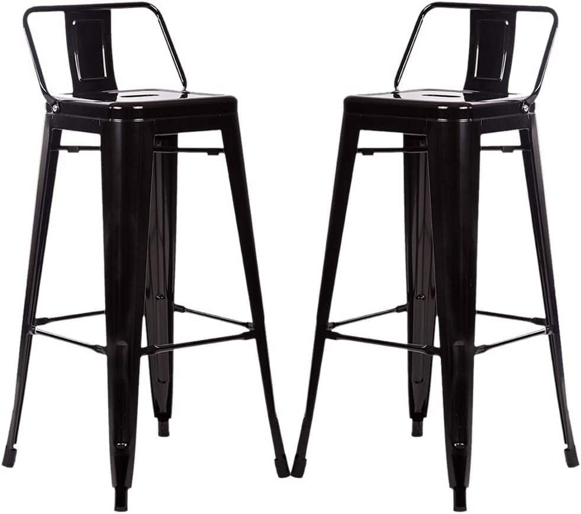 Dkelincs Metal Bar Stools Set of 2 Industrial Counter Height Barstools Bistro Trattoria Metal Chairs with Back 30 inch Tolix-Style Modern Bar Chairs Stackable for Patio, Cafe, Farmhouse, Black - image 1 of 7
