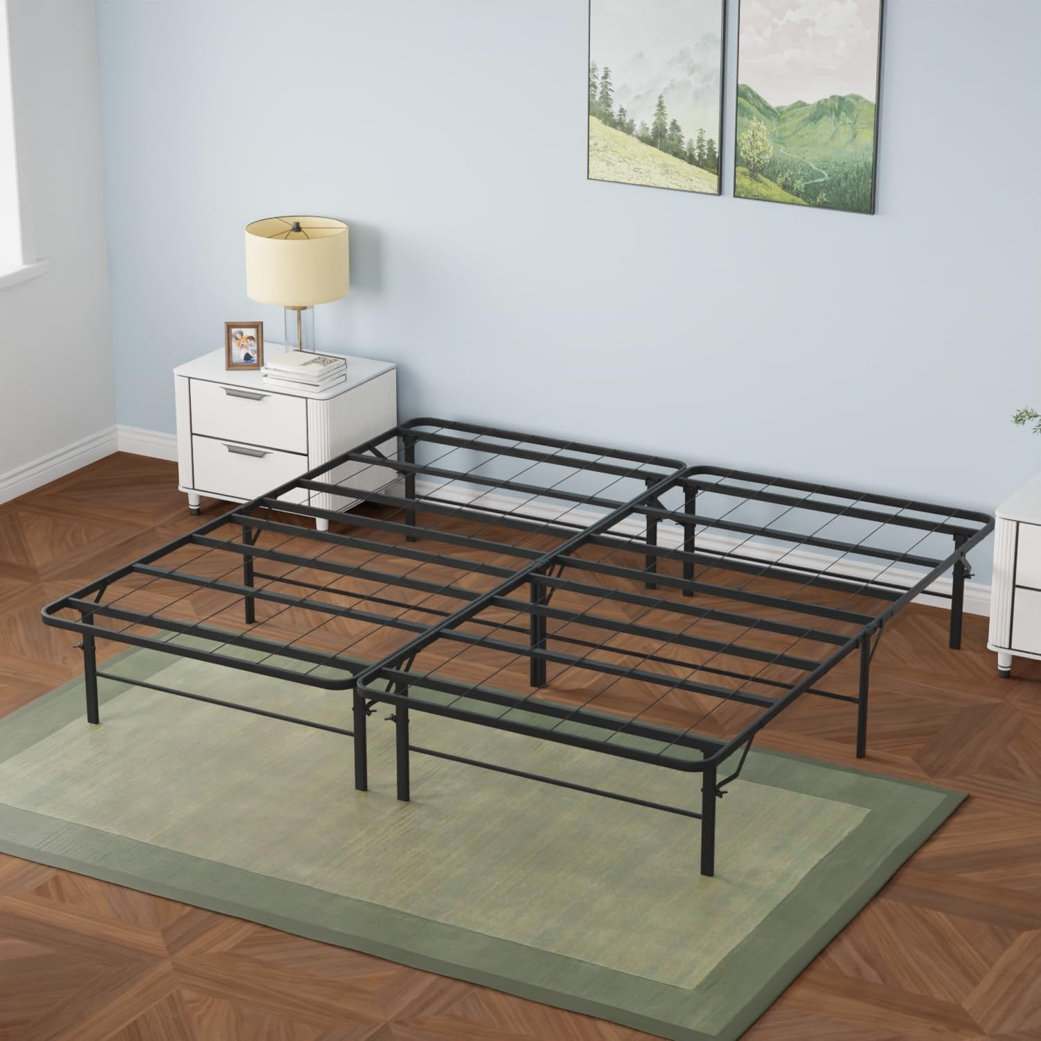 Dkelincs Metal Bed Frame Foldable Steel Platform Mattress Foundation