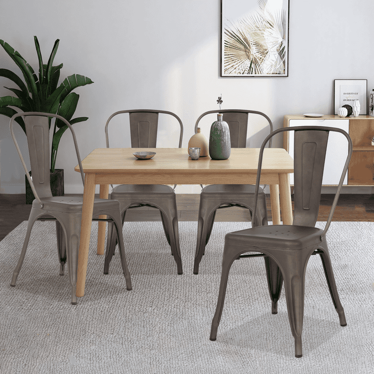 Dkelincs Metal Dining Chairs Set of Stackable Chair 18 inch - Main Image