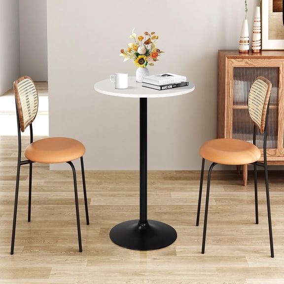 Dkelincs Modern Bar Table 40" Height Kitchen Dining Table Round Pub Table Bistro Table for Party Kitchen Living Room, White