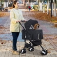 thumbnail image 1 of Dkelincs Pet Stroller, 3 Wheels Folding Dog Stroller for Medium Dogs with Detachable Carrier, Black, 1 of 8
