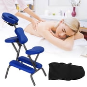 Dkelincs Portable Folding Massage Chair with Carrying Bag 4" Thick Sponge PU Leather Tattoo Chair Adjustable Salon Therapy Spa Chair w/Face Cradle, Blue