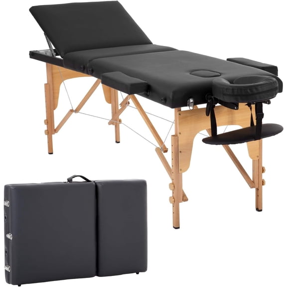 Dkelincs Portable Massage Bed 73 inch Folding Massage Table Height Adjustable 3 Fold Lash Bed Spa Table W/Carry Bag, 450 lbs(Black)