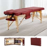 Dkelincs Portable Massage Table Folding Lash Bed 73"L Adjustable Massage Bed with Face Cradle & Carry Case, 350 lbs Capacity for Esthetician Beauty Tattoo Spa, Burgundy