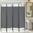 thumbnail image 1 of Dkelincs Room Dividers Folding Privacy Screen with 4 Panels Steel Frame Living Room Divider for Living Room,Office Use, Gray, 1 of 6