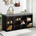 thumbnail image 1 of Dkelincs Shoe Bench with Shoe Storage Shoe Rack Organizer 10 Compartments Storage Bench with 1.2 inch Cushion Adjustable Shelves for Entryway,Living Room,Bedroom (Black), 1 of 7