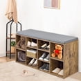 thumbnail image 1 of Dkelincs Shoe Rack Bench, 3-Tier Storage Bench 10 Compartments Adjustable Shelves for Entryway Bedroom Living Room, Brown, 1 of 7