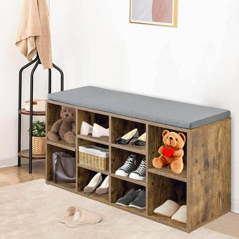 Dkelincs Shoe Rack Bench, 3-Tier Storage Bench 10 Compartments - Main Image
