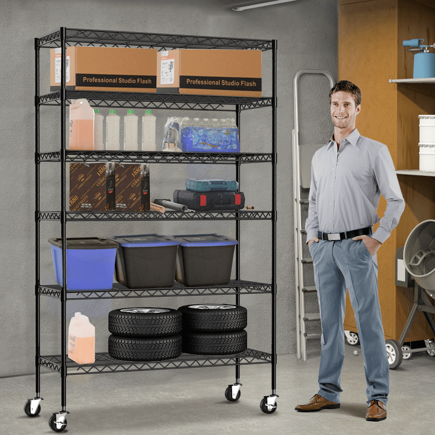 YYkokocat 6-Tier Wire Shelving Unit 2100Lb Capacity Adjustable Storage  Shelves Heavy Duty Storage Rack with Wheels NSF Metal Shelf for Closet  Kitchen