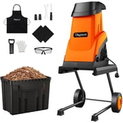 Dkenicor 15A Brushless Electric Wood Chipper with 10-Gallon Collection Bin for Yard Cleanup,251 Reduction Ratio,Orange