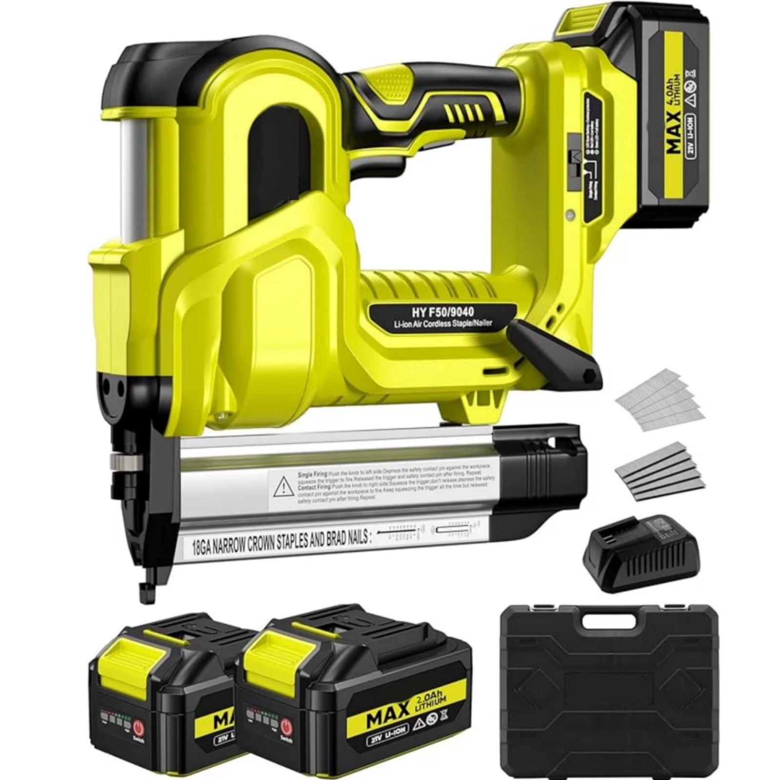 Dkenicor 2-in-1 18GA Cordless Brad Nailer & Stapler,2x2.0Ah Battery,1000 Nails/Staples Included for Upholstery,Carpentry & Woodworking Green