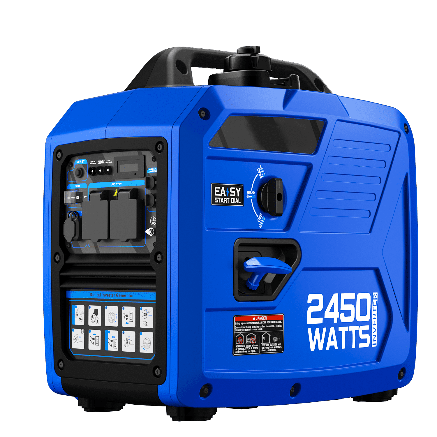 Dkenicor 2450-Watt Gas Inverter Generator,Eco-Mode,for Home Backup, Camping and Tailgating,Blue
