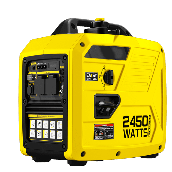 Dkenicor 2450-Watt Gas Inverter Generator,Eco-Mode,for Home Backup, Camping and Tailgating,Yellow