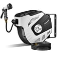 thumbnail image 1 of Dkenicor 5/16 70FT Retractable Wall Mount Garden Hose Reel,10 Pattern Nozzle,Automatic Self Retract&Any Length Lock,for Garden,Patio,Yard Use,Gray, 1 of 5