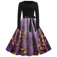 DkinJom Halloween Pumpkin Head Round Neck Long Sleeve Bow Sexy Print