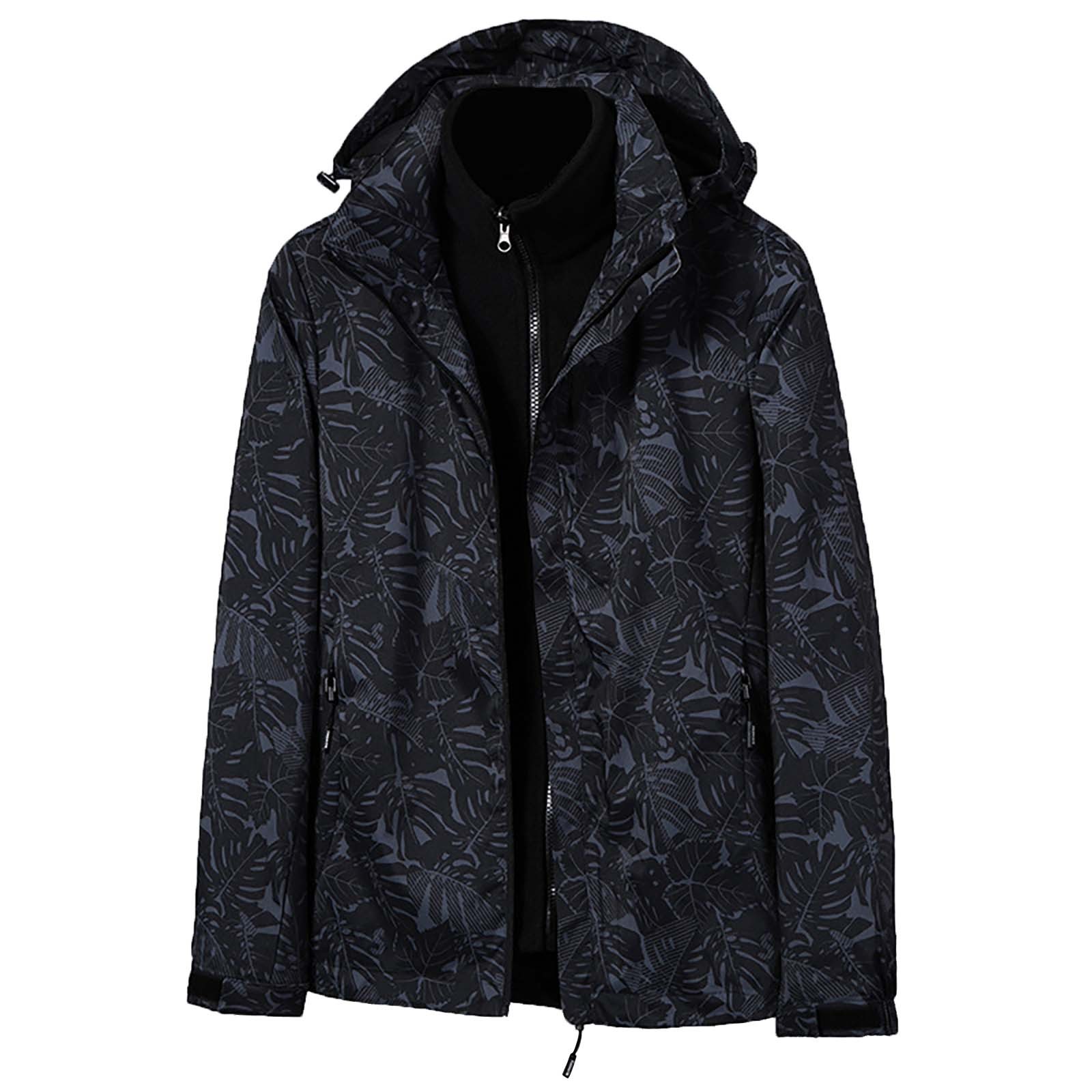 DkinJom Men'S Three In One Two Piece Jacket Autumn And Winter Velvet